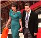 Arrival ... Prime Minister David Cameron and his wife Samantha hold hands as they walk to their seats in Abbey