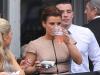 Bottom's up: Coleen necks a pint of lager as she waits for the race to begin
