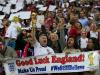 All together now: England fans were in full song at Wembley as they cheered Roy Hodgson's men on their way