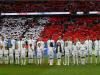 Fine tuning: England lined up for the national anthem ahead of their final home friendly before the World Cup