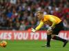 Keeping busy: Joe Hart had plenty to do against a Peruvian side not afraid of taking a shot on