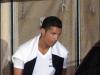 Ronaldo disappears behind a car on the streets of the glitzy French Riviera town