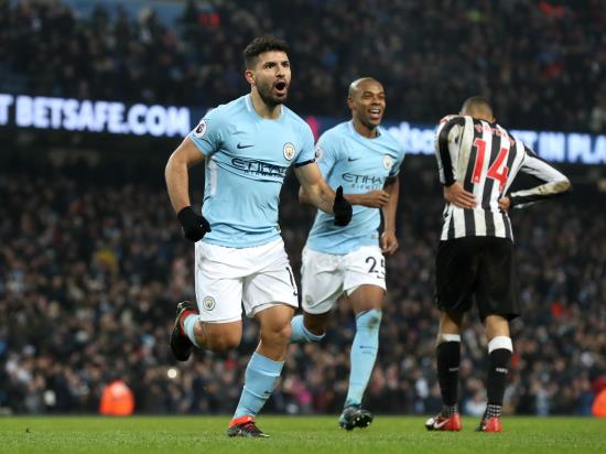 Sergio Aguero hits hat-trick as leaders Manchester City topple Newcastle
