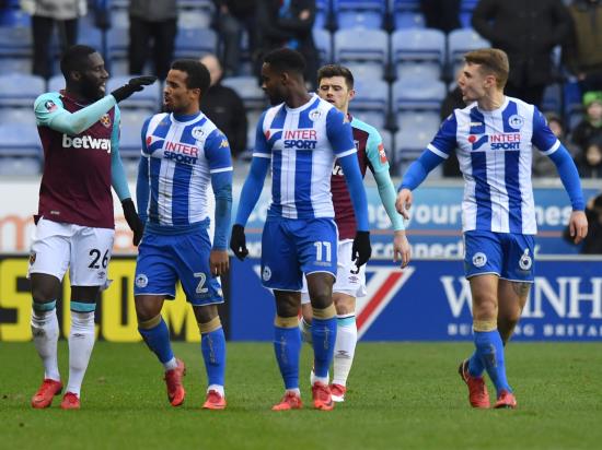 Grigg double sinks West Ham and takes Wigan into fifth round