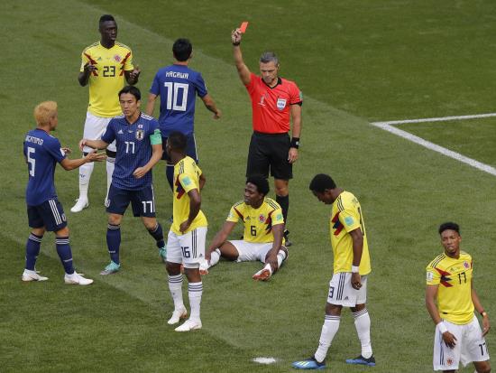 Early red card costs Colombia as unfancied Japan claim shock win