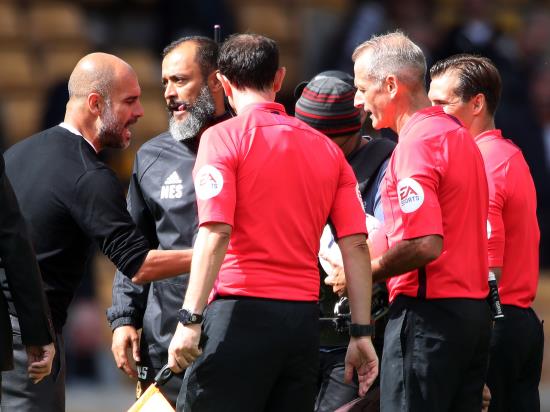 Pep Guardiola refuses to blame referee as Manchester City drop points at Wolves