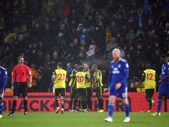 Deulofeu stars as Watford withstand late Cardiff charge