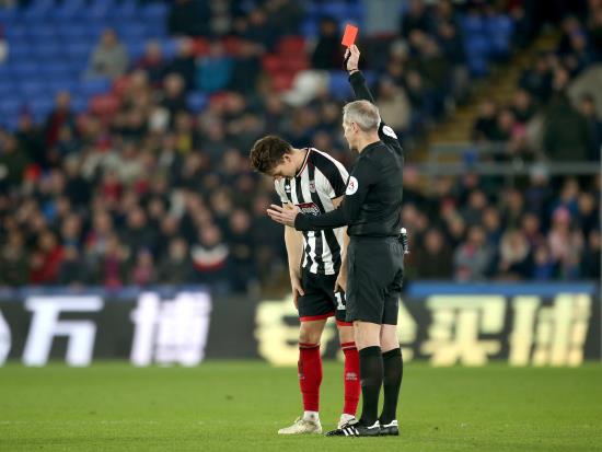 Grimsby boss Jolley aggrieved by early dismissal of Fox in Palace defeat