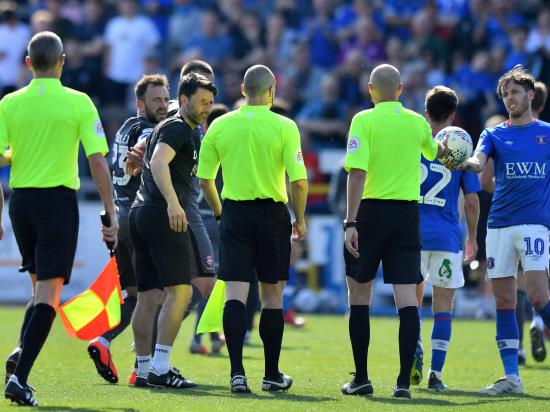 Cowley unhappy with referee Mason following Shackell dismissal