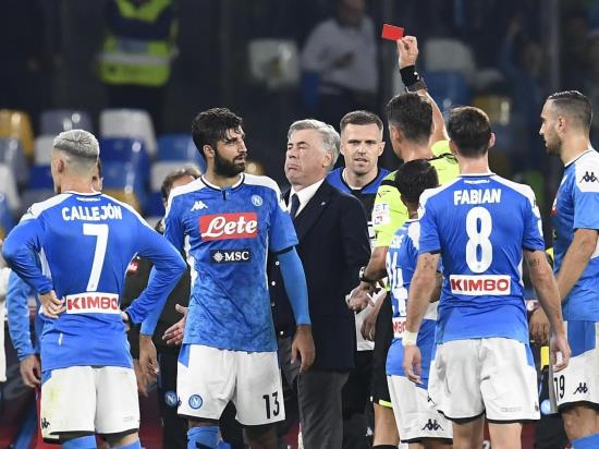 Carlo Ancelotti ‘offended’ after being sent off in Napoli’s draw with Atalanta