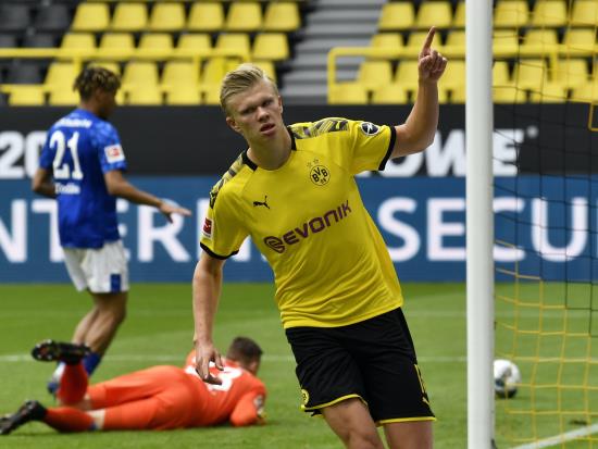 Erling Haaland scores as Borussia Dortmund thrash Schalke on Bundesliga return