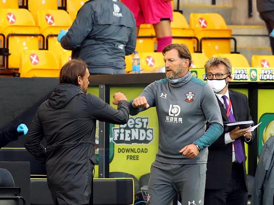 Ralph Hasenhuttl’s happy with his Saints but things look grim for Norwich