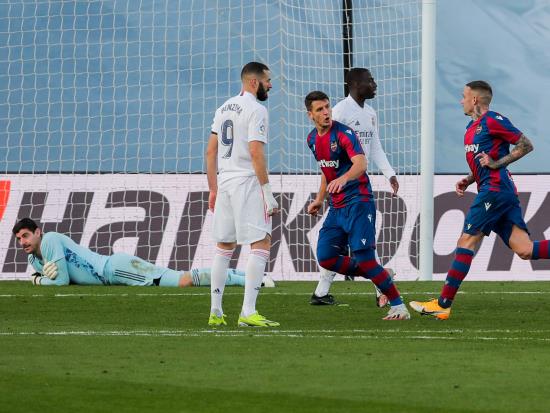 Real Madrid’s title hopes suffer further blow with shock home defeat to Levante
