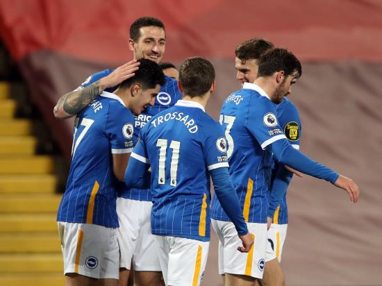 Liverpool 0 - 1 Brighton & Hove Albion: Brighton produce shock win to condemn Liverpool to back-to-back home defeats
