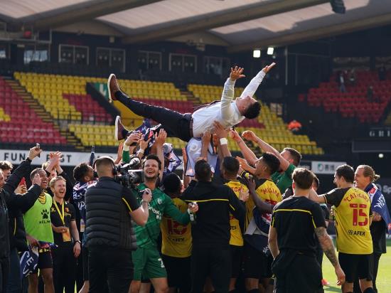 Mixed emotions for Xisco Munoz as Watford win promotion at empty Vicarage Road
