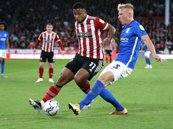 Lys Mousset and David McGoldrick in training ahead of Blades’ clash with Derby