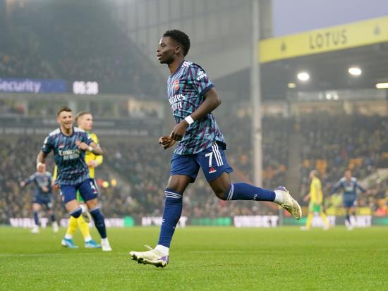 Bukayo Saka at the double as five-star Arsenal thrash Norwich