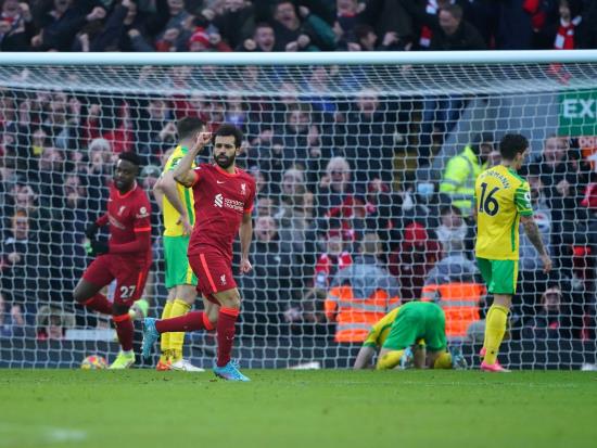 Liverpool 3 - 1 Norwich City: Mohamed Salah scores 150th Liverpool goal as Reds hit back to beat Norwich
