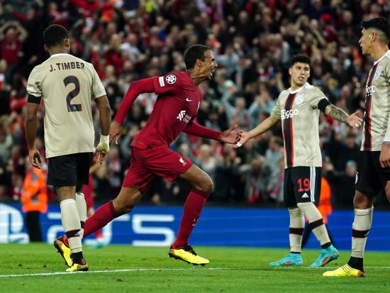 Joel Matip heads late winner as Liverpool labour to victory over Ajax
