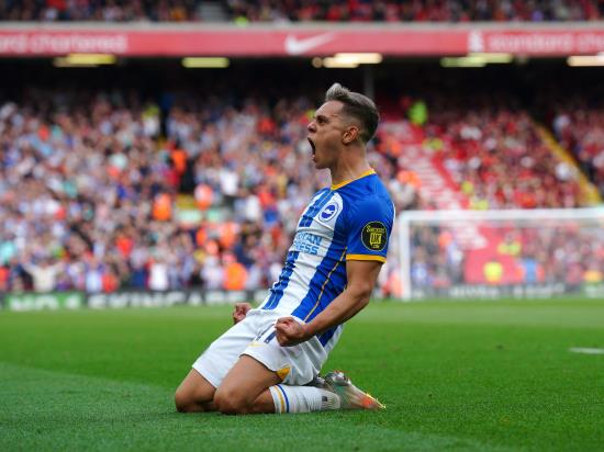 Leandro Trossard nets hat-trick as Brighton claim deserved draw at Liverpool