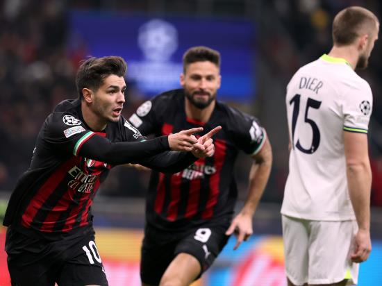 Tottenham suffer first-leg setback in lacklustre loss to AC Milan