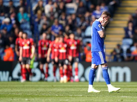 James Maddison error gifts Bournemouth win to leave Leicester deep in trouble