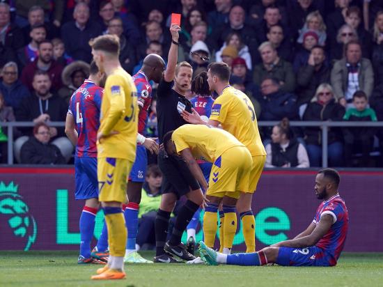 Mason Holgate sees red as Everton slip into drop zone after Crystal Palace draw