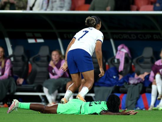 England lose Lauren James to red card as Nigeria last-16 tie goes to extra time