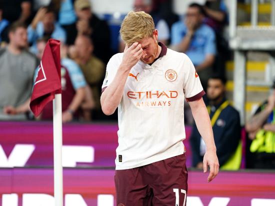 Kevin De Bruyne faces ‘a few weeks out’ after suffering another hamstring injury