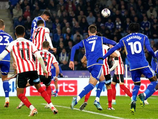 James Justin’s first-half header earns Leicester victory over Sunderland