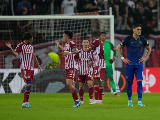 West Ham suffer first European loss in 18 matches at hands of Olympiacos