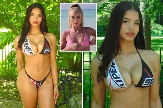 'Queen of Football' swaps kit for bikini as Alisha Lehmann rival 'in and out of uniform'