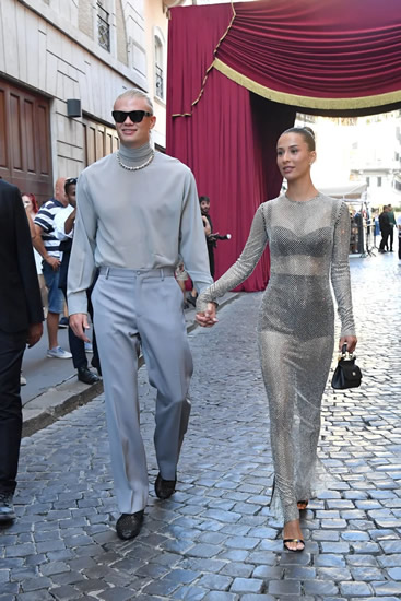 STRIKER POSE Erling Haaland’s girlfriend Isabel wows in daring see-through outfit as they attend Dolce & Gabbana fashion show