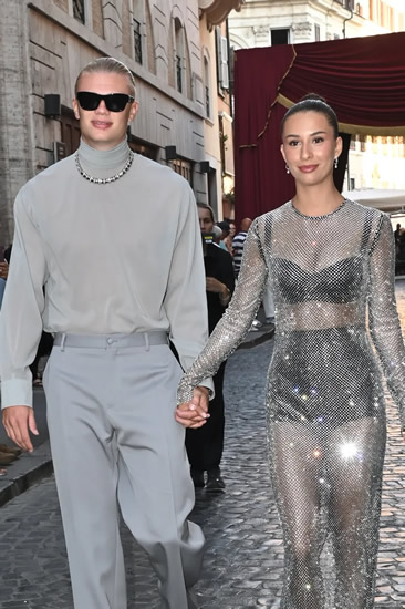 STRIKER POSE Erling Haaland’s girlfriend Isabel wows in daring see-through outfit as they attend Dolce & Gabbana fashion show