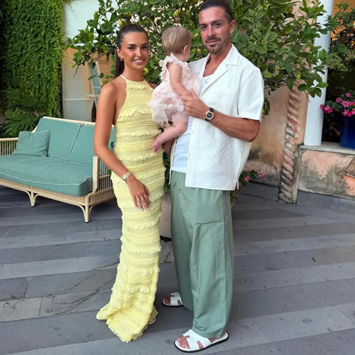 JACK BACK Jack Grealish shares sweet holiday snaps as girlfriend Sasha Attwood stuns in a yellow maxi dress with their baby