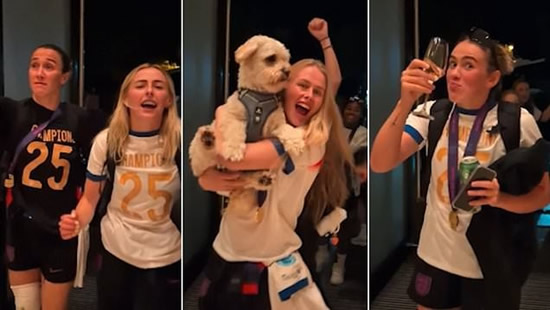 Lionesses wild celebrations after Euros win with 4am karaoke, dancing and support dog
