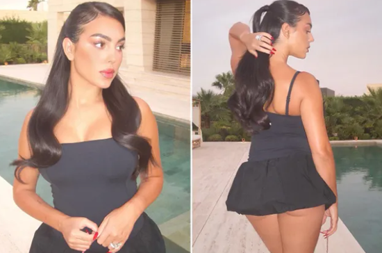Georgina Rodriguez risks wardrobe malfunction in risque dress as Cristiano Ronaldo's Wag poses for cheeky snaps