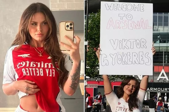 'Arsenal's biggest female fan' sends Viktor Gyokeres jaw-dropping message with bodypaint