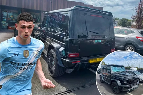 Man City ace Phil Foden dumps £400k Mercedes G-Wagon across two bays at Sainsbury’s car park in Cheshire