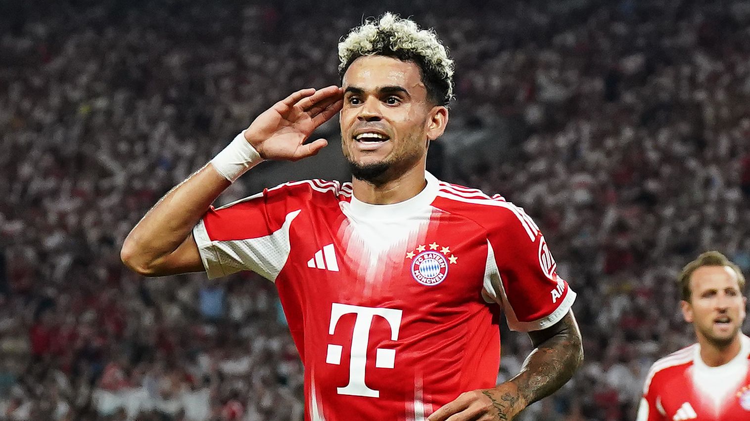 Luis Diaz has arrived for Bayern Munich! Former Liverpool star pays tribute to late team-mate Diogo Jota after huge impact in Super Cup against Stuttgart as Harry Kane inevitably opens account