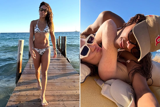 Bikini-clad Alex Scott and girlfriend Jess Glynne cosy up together during romantic Ibiza holiday