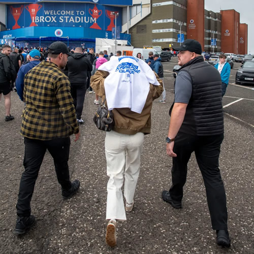 BONNIE RED WHITE & BLUE Controversial adult star Bonnie Blue stuns Rangers fans with shock Ibrox visit ahead of game