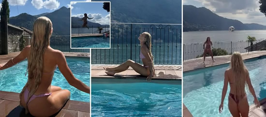 Alisha Lehmann shows off jaw-dropping football skills while wearing tiny bikini