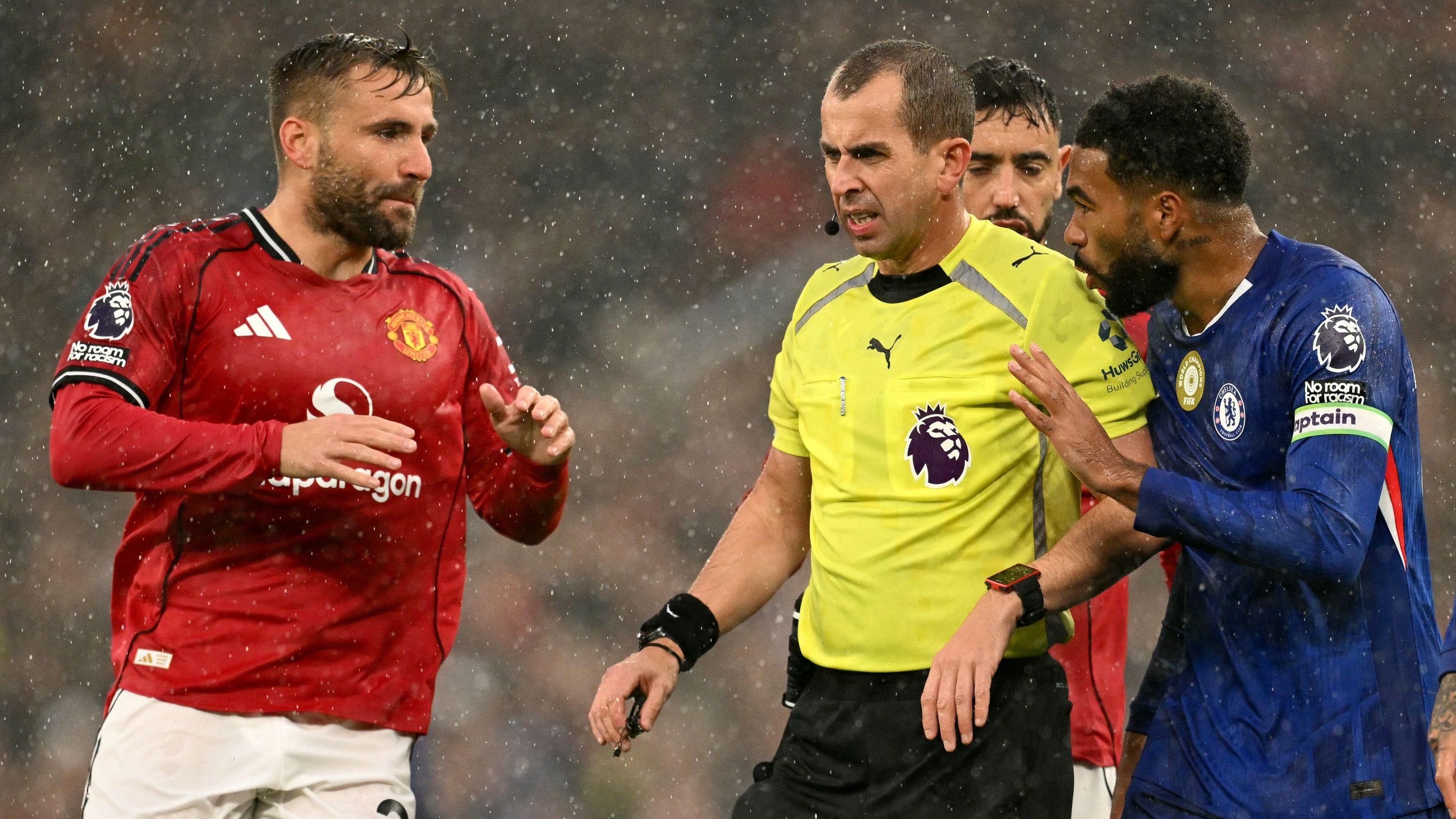 Man Utd and Chelsea make history! Wild Premier League clash sets bizarre record after two red cards in sodden conditions