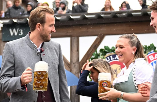 BEERS TO THAT Harry Kane and wife Kate celebrate Oktoberfest in traditional German outfits as they join his Bayern Munich team-mates