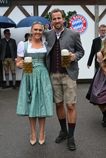 BEERS TO THAT Harry Kane and wife Kate celebrate Oktoberfest in traditional German outfits as they join his Bayern Munich team-mates