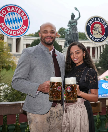 BEERS TO THAT Harry Kane and wife Kate celebrate Oktoberfest in traditional German outfits as they join his Bayern Munich team-mates