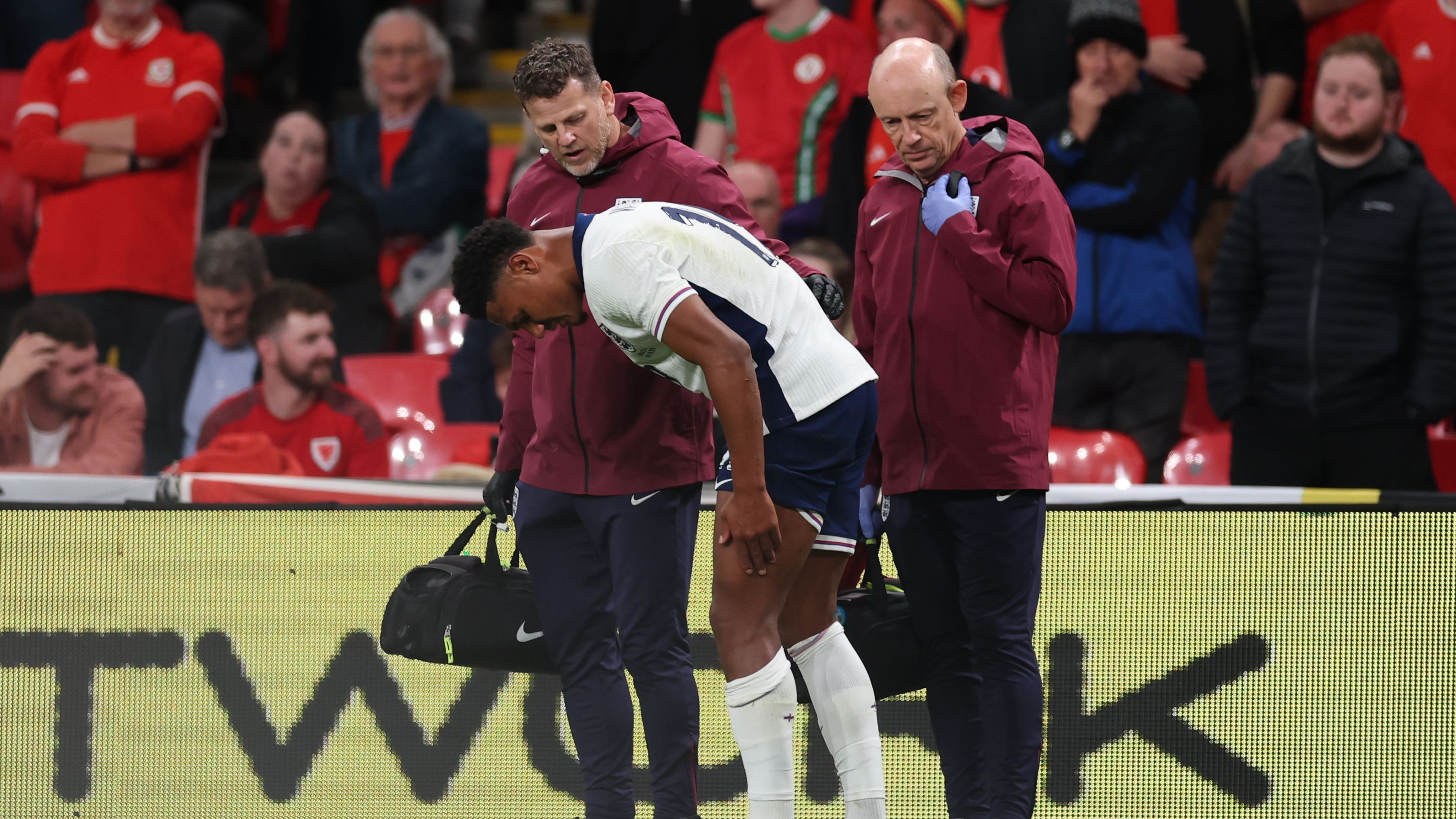 England dealt striker blow as Ollie Watkins appears to suffer sickening injury in friendly win over Wales