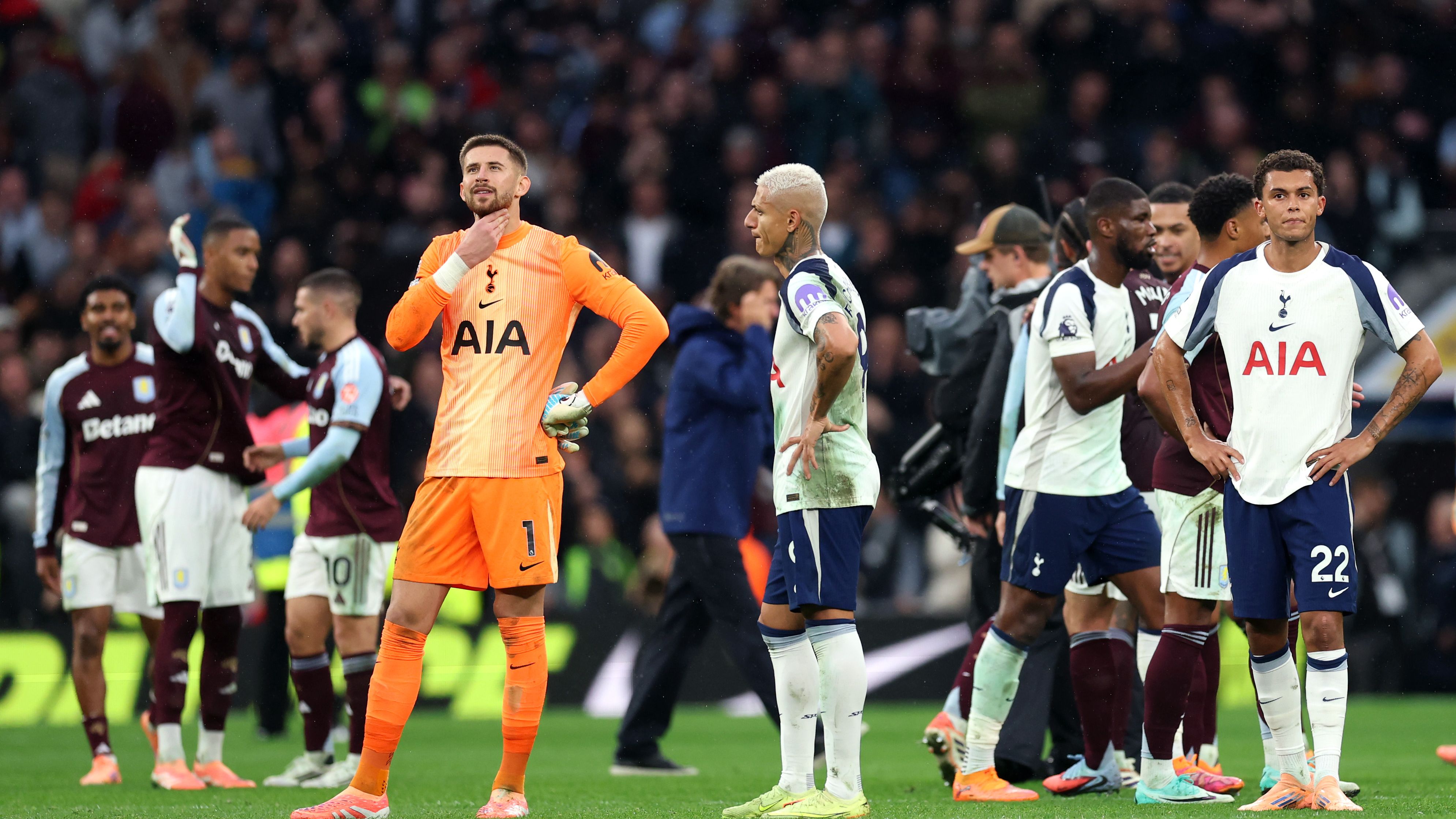 Tottenham dealt major injury blow! Skipper Cristian Romero pulls out of Aston Villa clash during warm-up