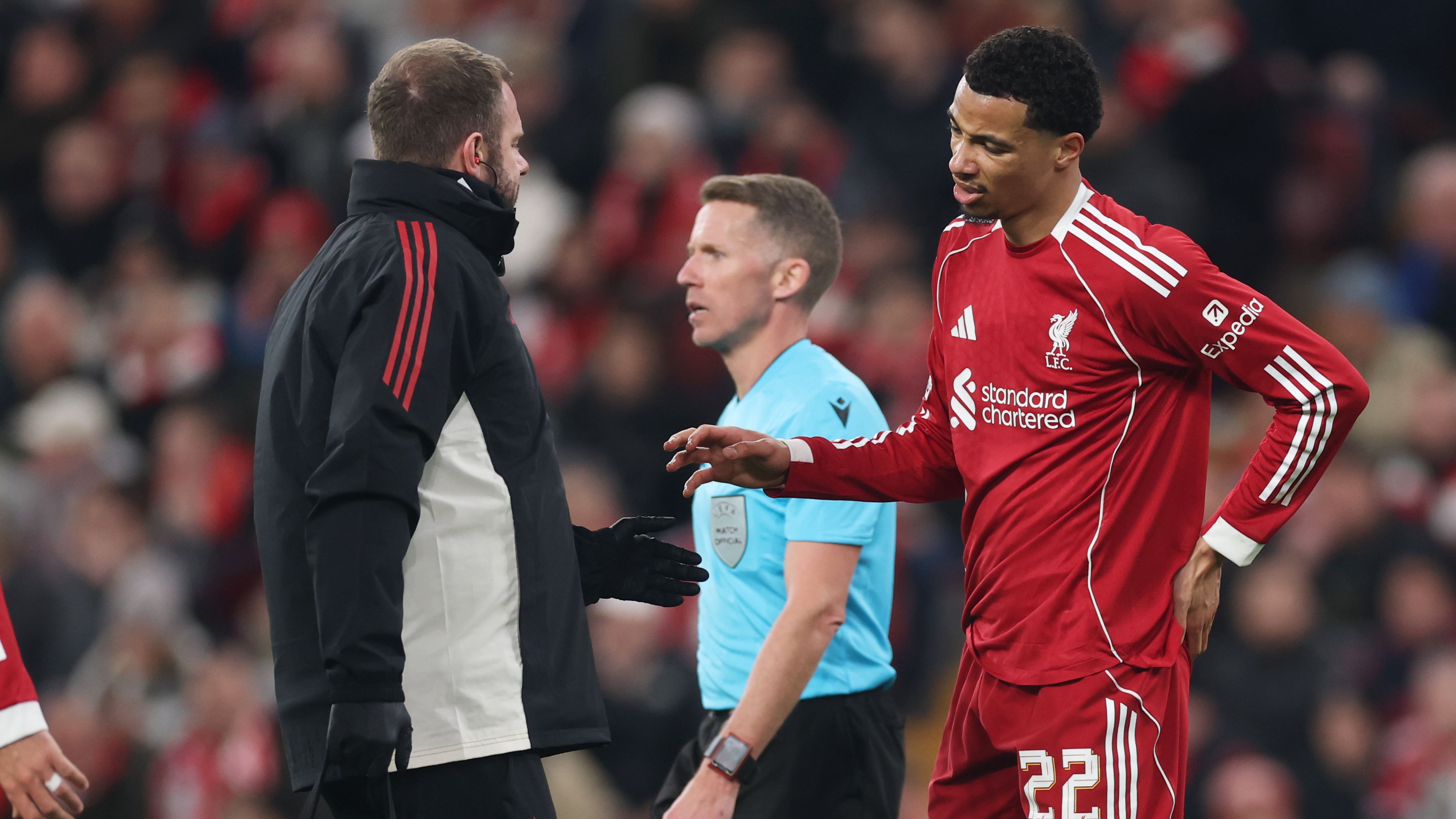 More trouble for Liverpool! New signing forced off injured as Reds toil in disastrous PSV defeat in another blow to Arne Slot's wretched Reds